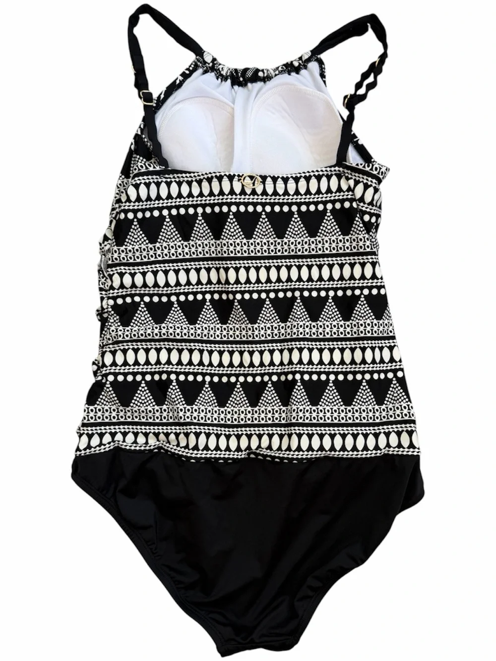 Jantzen Black & White Geometric Tank One-Piece Swimsuit